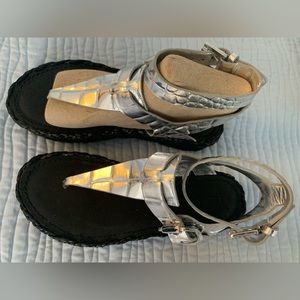 Never worn. Size 6.5 Silver & Black Sigerson Morrison Sandals.